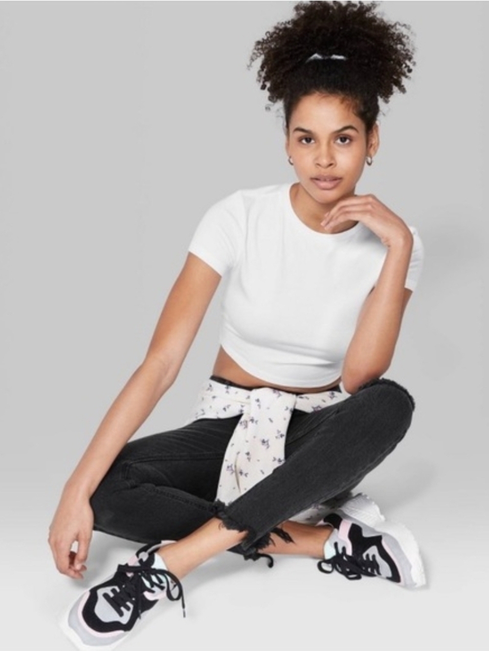 wild fable White Short Sleeve Crop Top